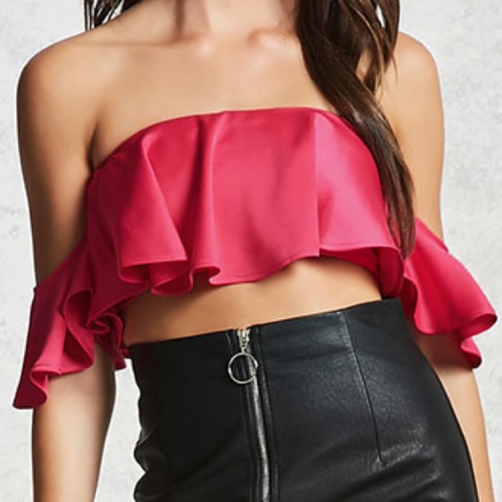Forever 21 Off-the-Shoulder Ruffle Crop Top